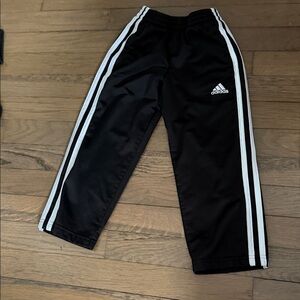 Adidas Kids Black Joggers with White Stripes